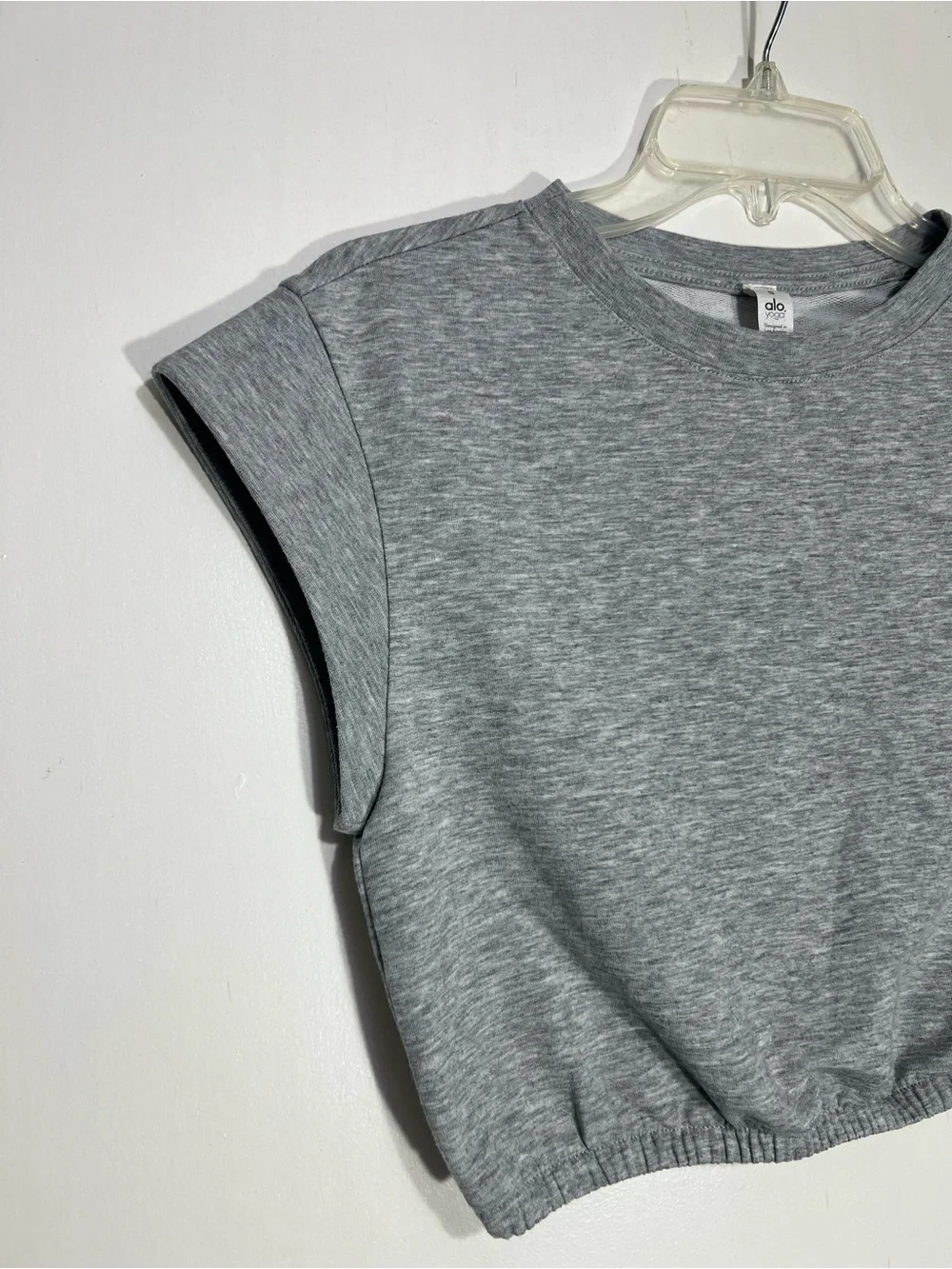 Alo Yoga Womens Short Sleeve Dreamy Crop Top - Dove Heather Grey size S